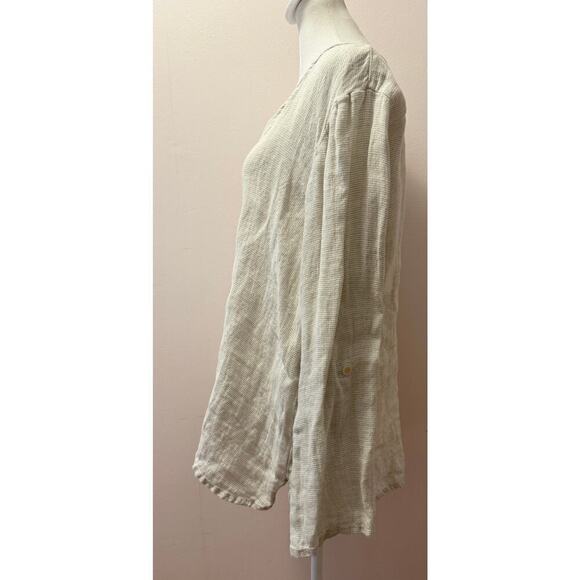 FLAX 100% Linen Rolled Sleeve Lightweight Oversized Tunic Top Size M - Picture 3 of 6